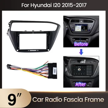 2Din 9-Дюймовый Автомобильный Радиоприемник Рамка для Hyundai I20 LHD 2015-2017 Установочный DVD GPS Mp5 ABS PC Пластиковая Панель Плоскость Приборной Панели Комплект рамка