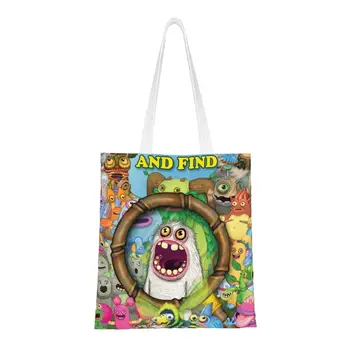 Сумка для покупок My Singing Monsters Grocery, изготовленная на заказ, холщовая сумка-тоут для покупок, сумка для приключенческих видеоигр