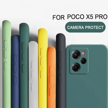 Для Xiaomi Poco X5 Pro Противоударный Квадратный Чехол Для Телефона из Жидкого Кремния TPU Для Xiaomi Poco X5 X5 Pro Защитный Чехол Для Объектива Камеры