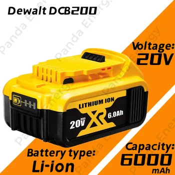 Максимальная сменная батарея dcb2006000mah 20V для аккумуляторов dewalt dcb184dcb182dcb181dcb182dcb201xr dcb204