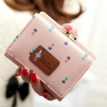 Многофункциональный складной женский кошелек, женский короткий трехстворчатый кожаный кошелек для милых девушек, портмоне с металлическим зажимом, сумка для карт