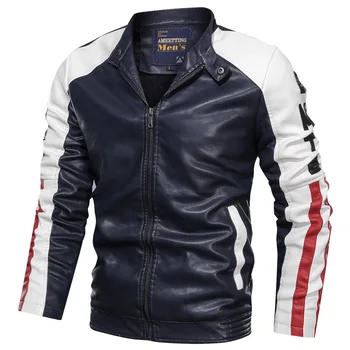 Новое поступление, мотоциклетная кожаная куртка, мужское осенне-зимнее модное пальто, куртка-бомбер армейского пилота, мужская одежда jaqueta masculina