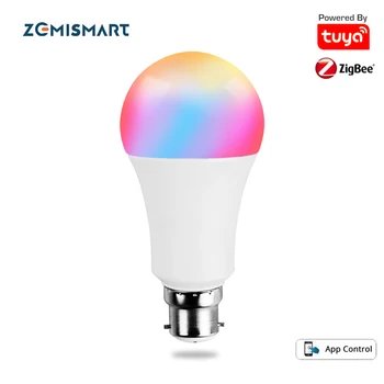 Zemismart Tuya Zigbee Умная Светодиодная лампа B22 с Регулируемой Яркостью RGBCW 7 Вт Декоративный Светильник Smartthings 600-650lm Alexa Google Home