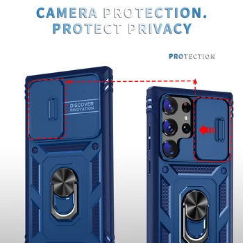 Противоударный Чехол-держатель для Защитного Кольца для Камеры Samsung Galaxy S23 Ultra S22 Plus 5G S21 S20 FE A53 A13 A33 A52S A52