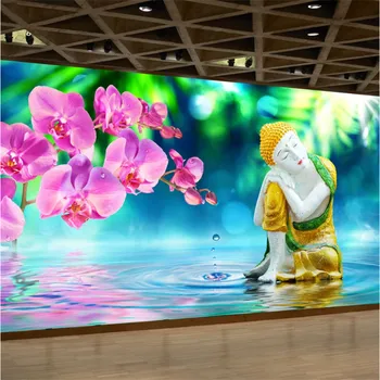 Статуя Будды Дзен Магнолия Капли воды 3D Фотообои для гостиной Обои для спальни Домашний декор Фрески Обои 3D