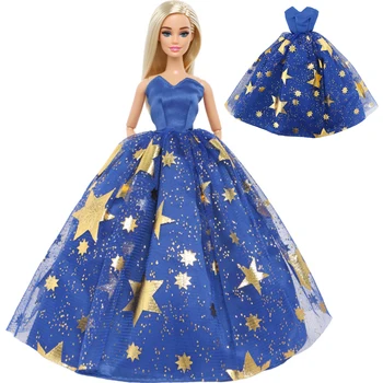 Элегантное кукольное платье, праздничное платье принцессы, наряд для свадебного бала с блестящим принтом в виде звезд, одежда для аксессуаров для куклы Барби, 11,5-дюймовая игрушка