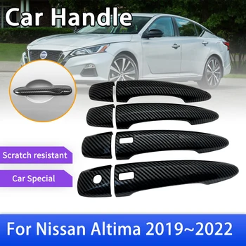 Умная Дверная Ручка из Углеродного Волокна для Nissan Altima L34 2019 2020 2021 2022 Стайлинг Автомобиля Нержавеющие Аксессуары Наклейки Отделка