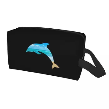 Дорожный Дельфин, Морское существо, Сумка для туалетных принадлежностей Kawaii Ocean Animal, Косметический Органайзер для женщин, Коробка для хранения косметики Dopp Kit Box