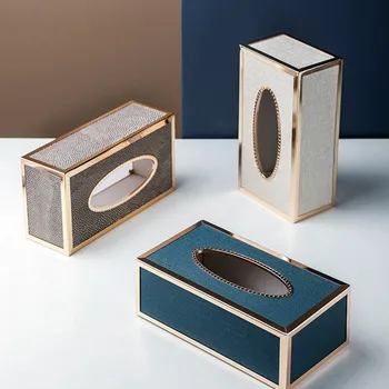 Коробка для салфеток, легкая роскошная кожаная Домашняя гостиная, Поднос для салфеток, прямоугольные бумажные коробки, Украшения для дома в металлическом каркасе цвета Morandi