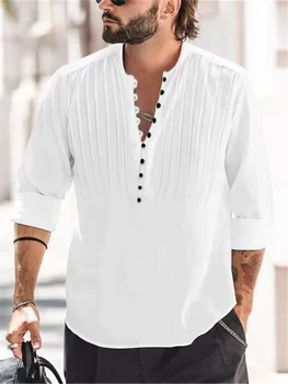 2023 Новая мужская повседневная блузка, хлопковая льняная рубашка, Свободные топы, футболка с длинным рукавом, осенняя повседневная рубашка Sirt Sprin, а также некоторые мужские рубашки