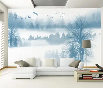 Пользовательские облака лесные деревья наклейка на стену обои для гостиной Диван Фон 3D обои домашний декор украшение спальни