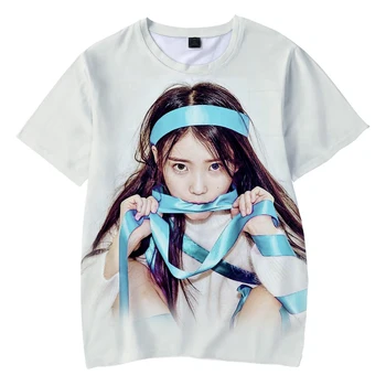 Новая футболка K-pop певицы singer IU с 3D-принтом, футболка с круглым вырезом, летняя повседневная детская уличная рубашка с короткими рукавами, топы унисекс для подростков Li Ji-eun