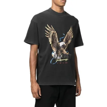 CoooColl666 Модные винтажные мужские футболки с принтом орла из чистого хлопка, креативные топы с короткими рукавами, футболки оверсайз, женские футболки большого размера