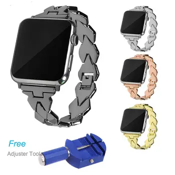 Браслет-цепочка из нержавеющей стали для Apple Watch Series 3 с 2 и 1 ремешком Металлический браслет для iWatch 42 мм 38 мм с адаптерами