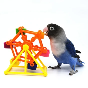 Игрушки для кормления птиц, креативная кормушка для попугаев, Вращающиеся Обучающие игрушки, Клетка для роста интеллекта, Красочная Клюющая игрушка-ветряная мельница