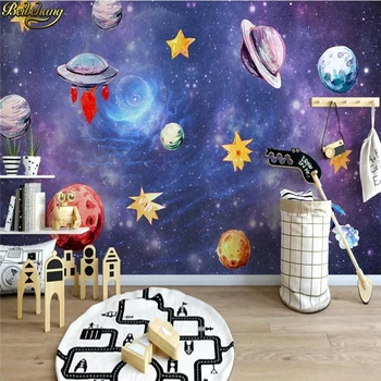 настенная роспись детской комнаты beibehang на фоне мультяшной звезды вселенная галактика обои на потолке детской спальни фреска